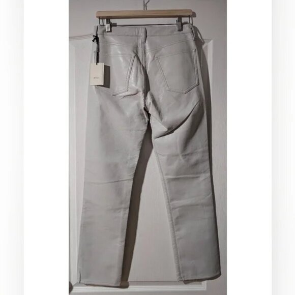 NWT AGOLDE | Recycled Leather Lyle Low Rise Slim In Wisp Pale Gray - Picture 3 of 14